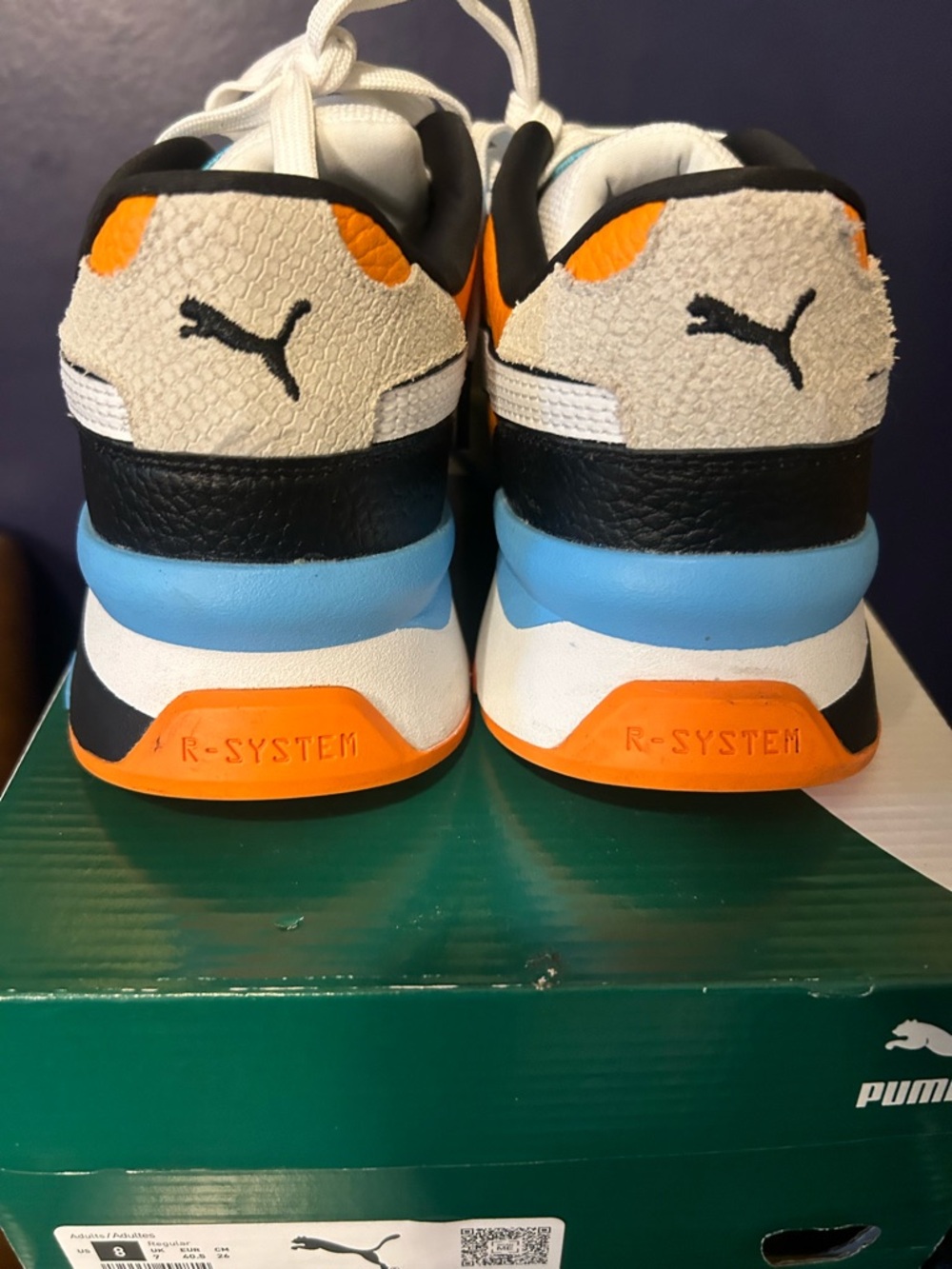 Puma Neon Colorblock Lace-Up Sneakers - Orange, Lime, Sky Blue, White - Picture 3 of 5